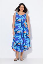 Zdjęcie Damskie Sukienka midi kwiaty krój trapezowy okrągły dekolt bez rękawów - Maszewo