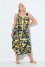 Zdjęcie Damskie Sukienka midi motyw dżungli krój trapezowy okrągły dekolt bez rękawów - Chrzanów