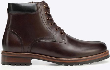 Męskie trzewiki ze skóry naturalnej licowej ciemny brąz