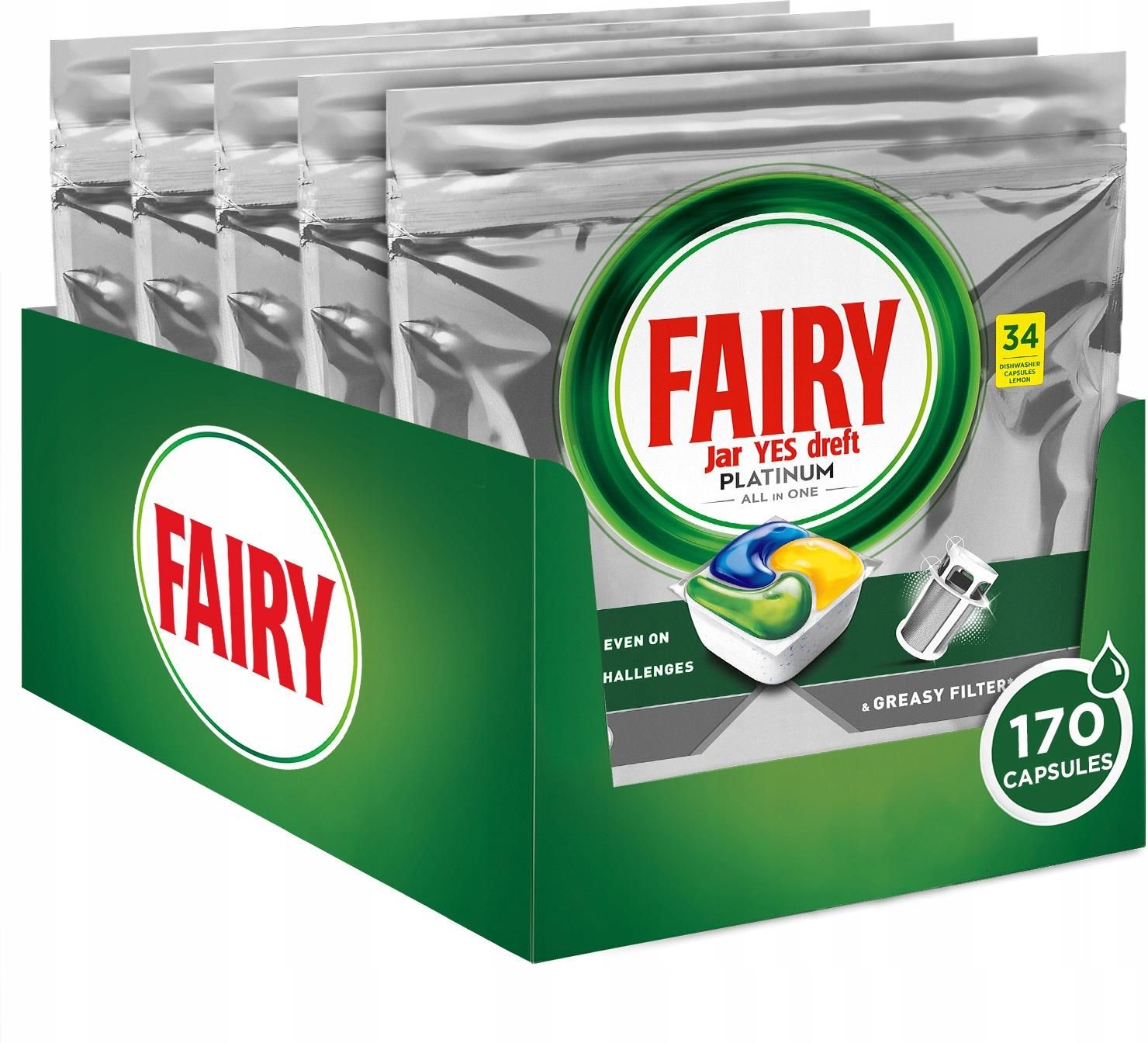 Fairy Platinum All In One Dishwasher Tablets, Lemon, 170 Tablets, For - View #10