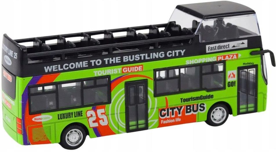 Lean Toys Autobus Piętrowy Turystyczny 1:32 Otwierane Drzwi Zielony ...