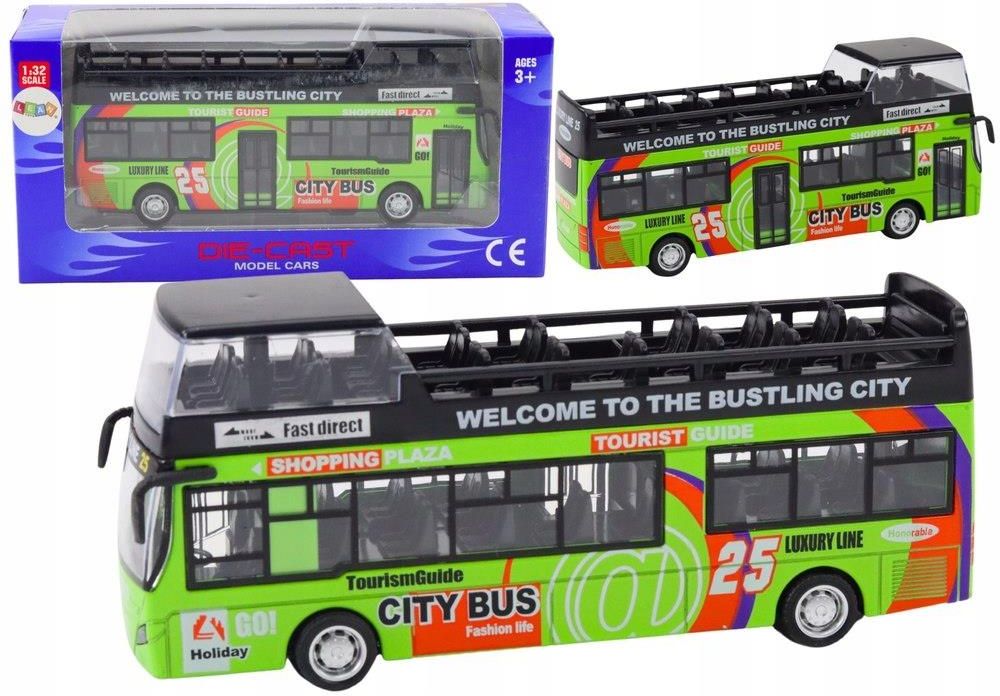 Lean Toys Autobus Piętrowy Turystyczny 1:32 Otwierane Drzwi Zielony ...