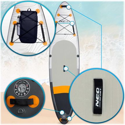 Надувне весло для SUP-дошки Neo Sport Aquasurf 320 см унісекс білого кольору 12148702 - фото 4