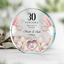 Zdjęcie Statuetka szklana z nadrukiem na 30 rocznicę ślubu - Perła - Łańcut