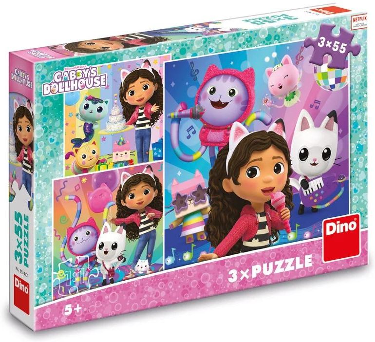 Dino Toys Koci Domek Gabi Impreza Puzzle 3X55 El. Dla Dzieci 4+ 3W1 ...