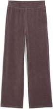 Zdjęcie Damskie spodnie Essentials Elevated Velour Rib z prostymi nogawkami PUMA - Nisko