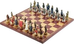 Italfama SZACHY KOLEKCJONERSKIE Król Artur Polystone + Deska Eko-Skóra ZŁOTO/BORDO 40cm