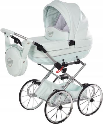 Junama Wózek Dla Lalek Candy Mini Duże Koła Biały Ze Srebrnym