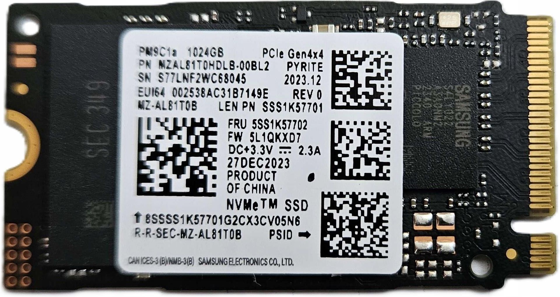 Samsung BM9C1 1024GB SSD gen4 SAMSUNG 990 PRO SSD 1TB PCIe 4.0 M.2 