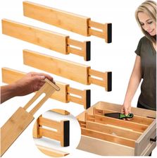 Zdjęcie More&Deco Przegrody Do Szuflad Rozsuwane Bambusowe Organizer Separator Przegródka - Płock