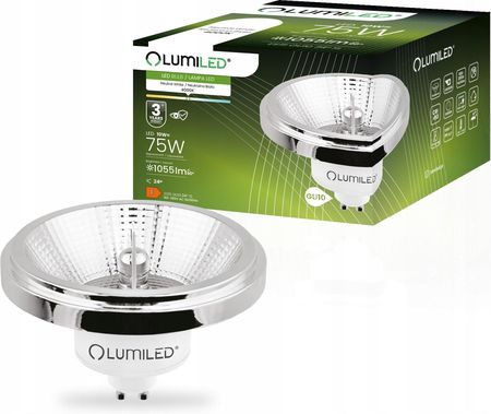 Lumiled Żarówka Led Ar111 Es111 Gu10 10W 75W 1055Lm 4000K Neutralna 24° Srebrna (779948Energooszczędnaar111)