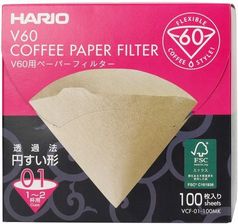 Zdjęcie Hario Filtry Papierowe Do Dripa Brąz V60-01 100Szt. Karton - Mikołów