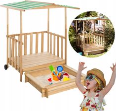 Zdjęcie Piaskownica Dla Dzieci Zielona Daszek - Piastów