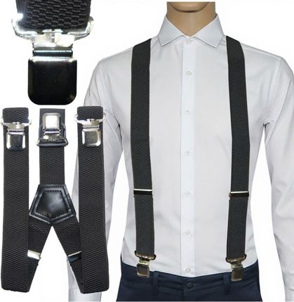 GRAFITOWE ELEGANCKIE SZELKI DO SPODNI MĘSKIE do koszuli garnituru casual