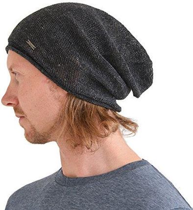 [AP] Charm 100% Lniana Czapka Damska Męska - Na Lato Surferska Oversize Slouch Beanie Cienka Antyalergiczny Oddychające z Japponii Czarny