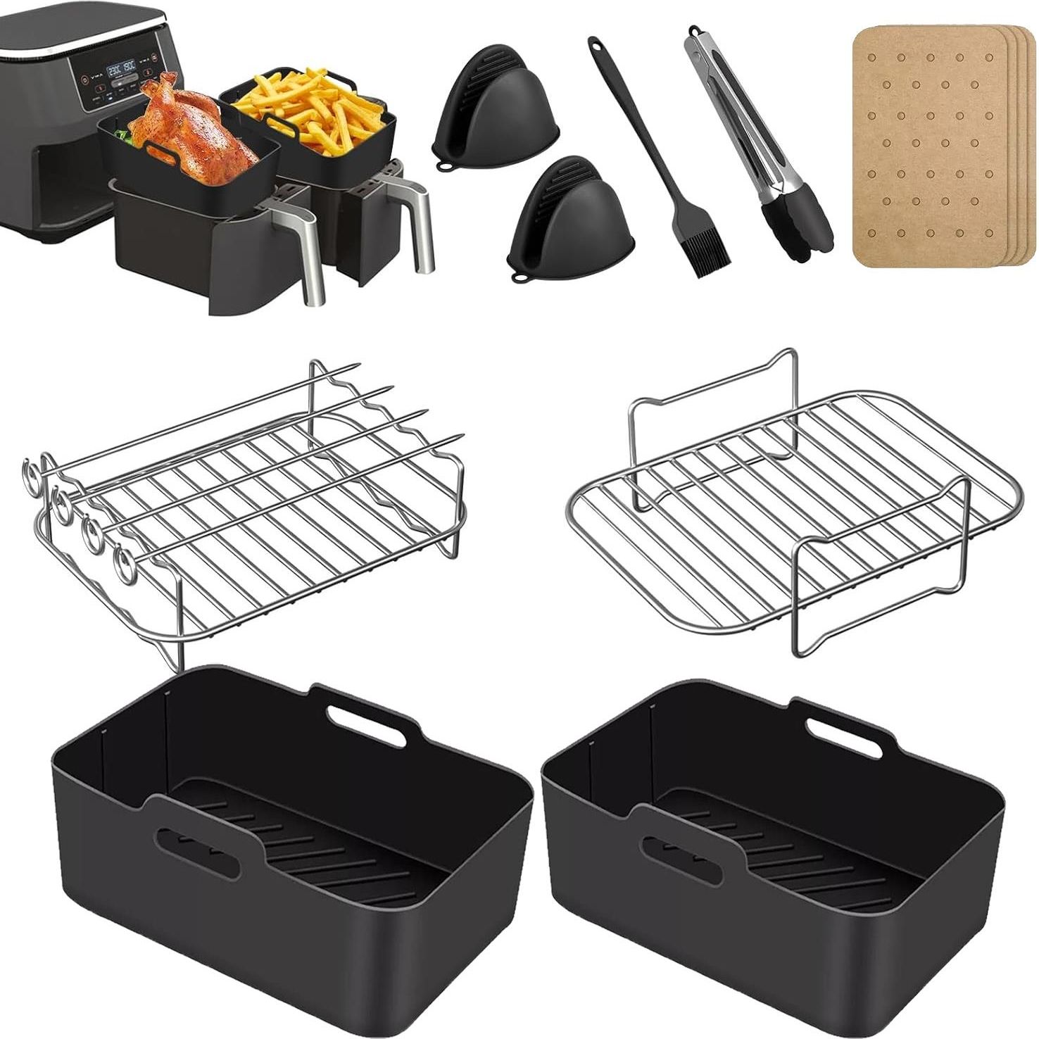 Set Mit 2 Spritzschutzblechen Für Ninja Foodi MAX Dual Zone AF400EU Af451eu Dz401 Heiluftfritteuse Silikonzubehor Wiederverwendbarer Spritzschutz 91838146