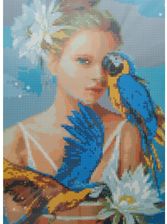 Zdjęcie Kayet Mozaika Diamentowa Dziewczyna Z Papugami 30X40Cm - Luboń