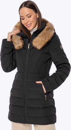 Pikowana kurtka z naturalnym puchem czarna