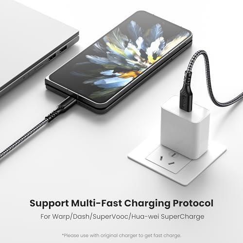 Cavo Fasgear Warp Charge 30W – USB C A USB A Intrecciato 1m Rosso – Ricarica Rapida Per OnePlus, OPPO, Huawei – Sincronizzazione Dati