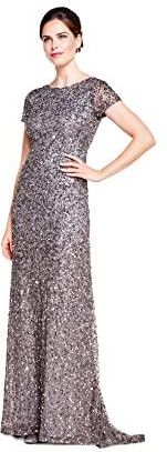 Adrianna Papell Damska suknia wykładana cekinami, z krótkim rękawem, 34