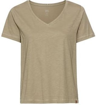 camel active Damska koszulka z dekoltem w serek z czystej bawełny, zielony, XXL