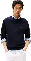 Tommy Hilfiger Męski bawełniany sweter z okrągłym dekoltem MW0MW14748, niebieski, XXL, Niebieski (pustynne niebo), XXL