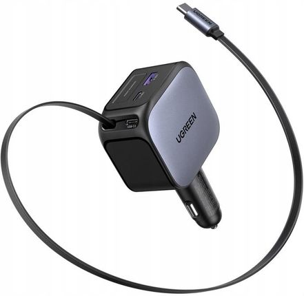 Ugreen EC604 Ładowarka Samochodowa 145W Zwijany Kabel Usb-c Usb-a 3 Porty