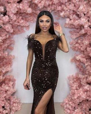 Sukienka długa Manon kolor czekoladowy