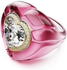 Swarovski Pierścionek koktajlowy Dulcis, Szlif w kształcie serca, Oprawa brukowa, Serce, Różowy