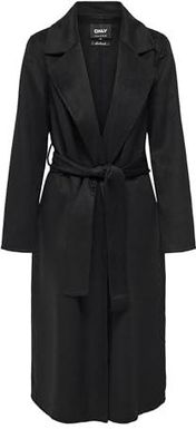 ONLY Onlbelina Belted Handmade Wool Coat OTW płaszcz damski, czarny, M