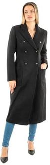 MORGAN Damski Długi czarny wełniany płaszcz Rozmiar 38, czarny, 36