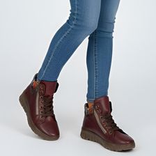 Zdjęcie Czerwone Botki Rieker Ocieplane Buty Damskie - Sompolno