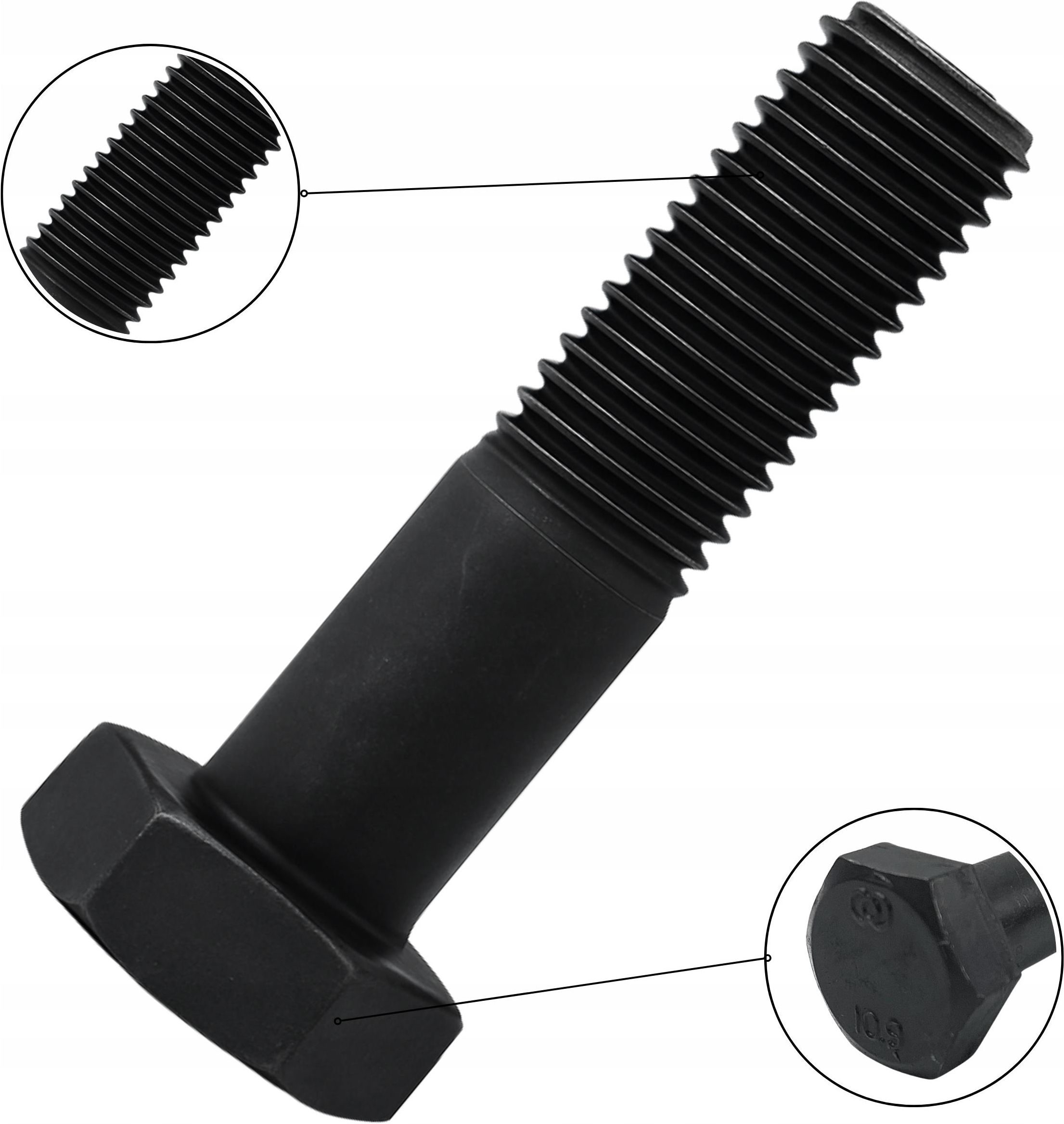 Argip M8x1.0x60 Kl.10.9 Śruba Drobnozwojna Din 960 Czarna Łeb 6-Kątny ...