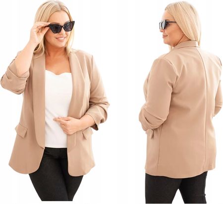 Marynarka damska Plus Size bez zapięcia z podszewką XL/2XL ciemno beżowa