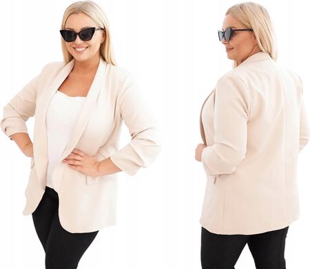 Marynarka damska Plus Size bez zapięcia z podszewką XL/2XL beżowa