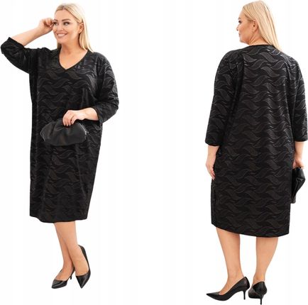 Sukienka damska z żorżety Plus Size z dekoltem V czarna