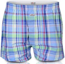 Zdjęcie Luźne Męskie Bokserki, Bawełniane - Pako Jeans - Niebieskie w Kratkę MAJBPJNSLUZNE95 - Krosno