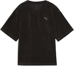 Zdjęcie Puma Damska Koszulka Essentials Elevated Velour Rib O Luźnym Kroju Czarne - Trzebinia