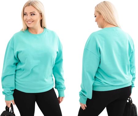 Bluza damska Plus Size bawełniana basic z okrągłym dekoltem c. miętowa xl