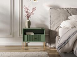 Zdjęcie Wip Szafka Nocna Smoke Green Iseo Złote Nogi i Uchwyty Nowoczesna 54 cm - Dobczyce