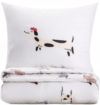 Homla Pościel Teckel bawełniana w jamniki 160x200cm 2 x 70x80cm