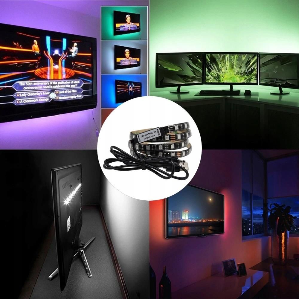 Tele Led Set Taśma Led Rgb Usb Pilot Wodoodporna Podświetlenie Telewizora Tv 400cm ...