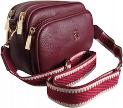 Zdjęcie Torebka Listonoszka Damska, Czerwony Mały Kuferek na Ramię i Szeroki Pasek - Tarczyn