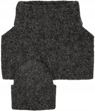 Komplet Damski Czapka Golf w Formie Bolerka Zimowy GRAFITOWY Miękki Stylowy