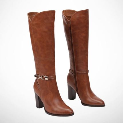 Camelowe kozaki damskie na obcasie typu słupek Vices 2303B