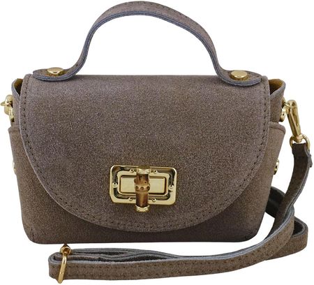 Mała torebka zamszowa wizytowa - Beżowa ciemna