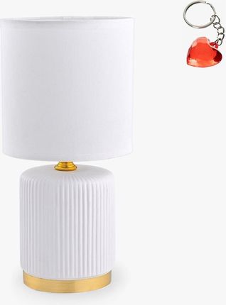 Zuma Line Lampa Stołowa Biała Lampka Do Sypialni Salonu Ceramiczna Z Abażurem Hs8720