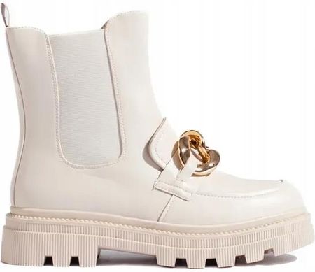 Workery damskie na platformie beżowe 40