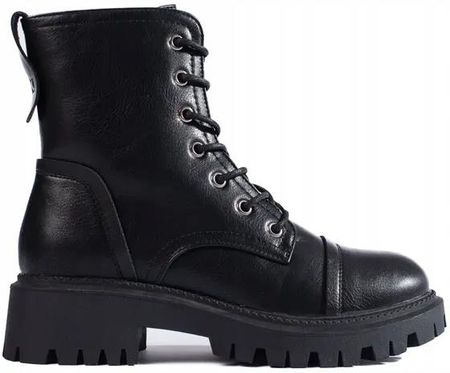 Czarne workery damskie ze skóry ekologicznej 36