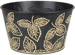 Zdjęcie OKRĄGŁY CZARNY KOSZYK METALOWY W LIŚCIE 21x21x12 cm Tin Tours - Osiek